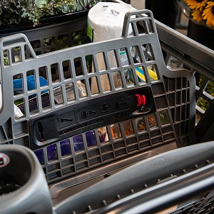 A child seat of a Bemis cart.