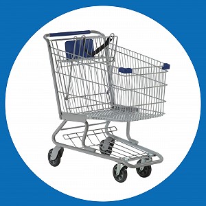 A side angle of a Technibilt metal cart.