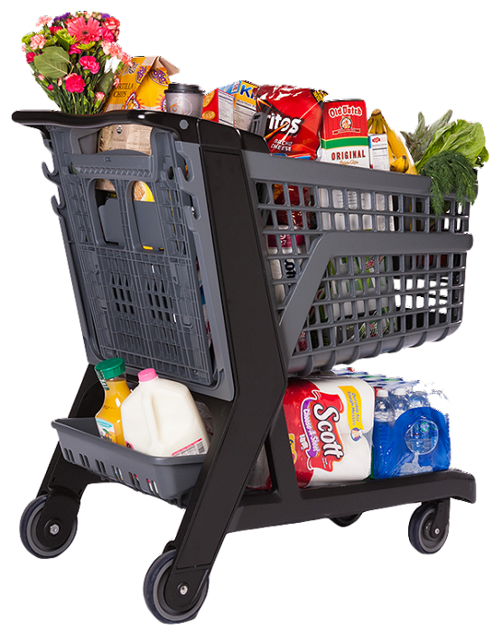 A full Bemis shopping cart.